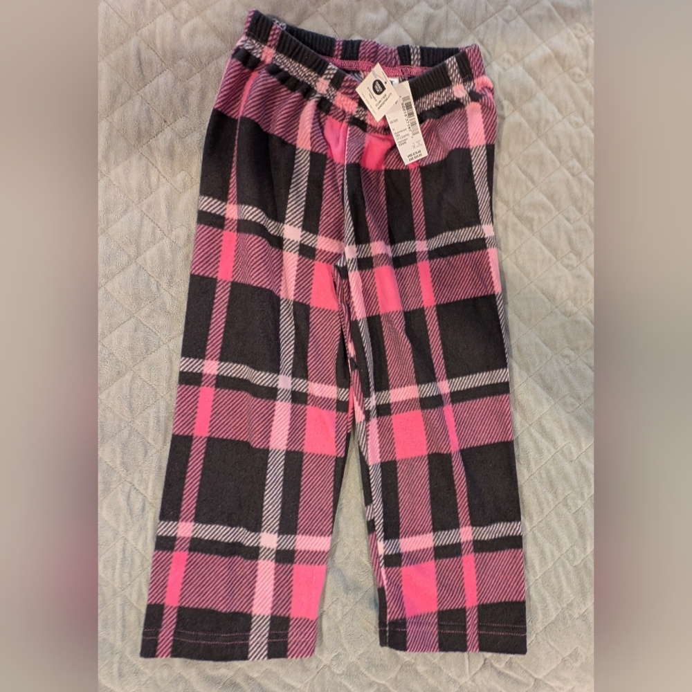PJ Place Size 4 NWT Pink and Black Plaid Fleece Pajama Pants